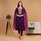 EF1006 - Purple Embroidered Suit Set