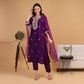 EF1006 - Purple Embroidered Suit Set