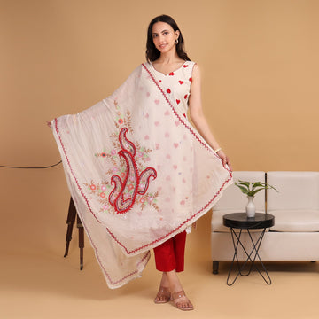 EF1009 - Cotton Off white Embroided Suit Set