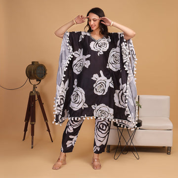 EF1015 - Black Printed Kaftan Set