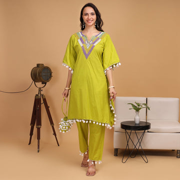 EF1019 - Green Handmade Kaftan Set