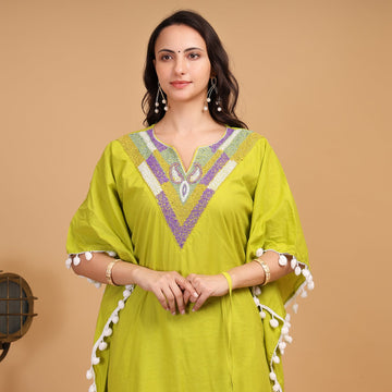 EF1019 - Green Handmade Kaftan Set