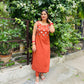 Rust Orange flex cotton kurta set with real mirror work