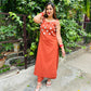 Rust Orange flex cotton kurta set with real mirror work