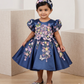 Blue Handmade Dress – Floral Embroidered Butterfly Party/Birthday Dress for Girls