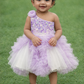 Lavender Hand Crafted One Shoulder Dress