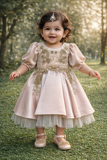 Beautiful Shampiaon colors baby dress for baby Girl