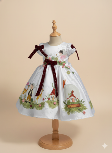 White Hand painted birthday dress for little princess
