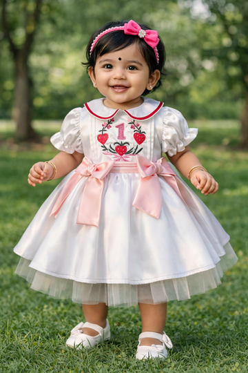 White Embroidered Collared Dress